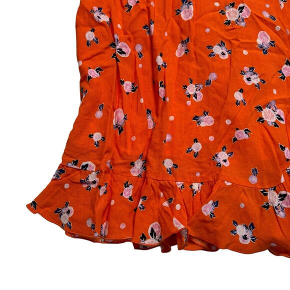 Free People Orange Citrus Print Mini Dress Linen Sundress Medium - Picture 12 of 13